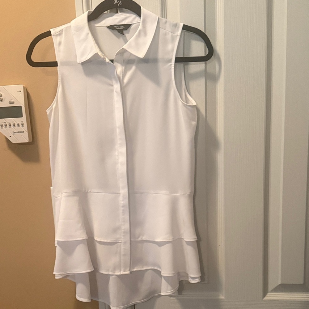 Vera Wang White Sleeveless Layered Blouse